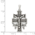 Sterling Silver Antiqued Mini Caravaca Crucifix Pendant