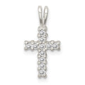 Sterling Silver Polished CZ Cross Pendant