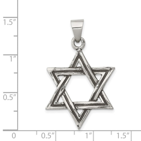 Sterling Silver Antiqued Star of David Pendant