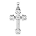 Sterling Silver Rhodium-plated CZ Heart Cross Pendant