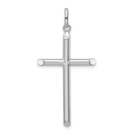 Sterling Silver Rhodium Plated Polished Cross Charm