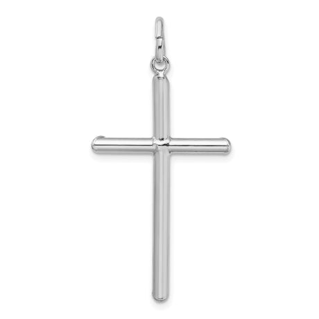 Sterling Silver Rhodium Plated Polished Cross Charm