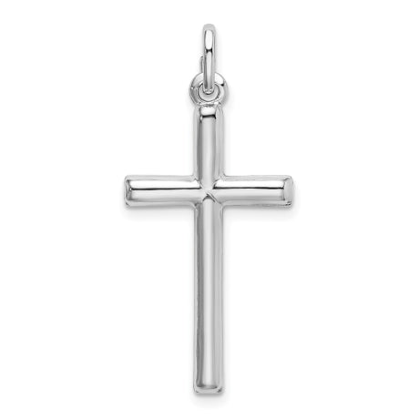 Sterling Silver Rhodium Plated Polished Cross Charm