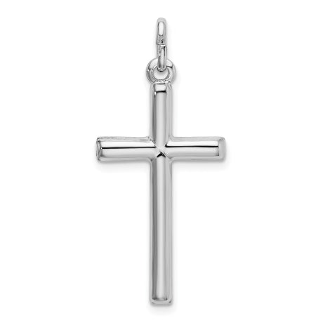 Sterling Silver Rhodium Plated Polished Cross Charm