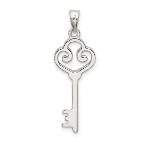 Sterling Silver Polished Heart Key Pendant