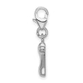 Amore La Vita Sterling Silver Rhodium-plated Polished Dog Bone Charm with Fancy Lobster Clasp