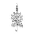 Amore La Vita Sterling Silver Rhodium-plated Polished 3-D Enameled Sunflower Charm with Fancy Lobster Clasp