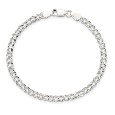 Sterling Silver 3.5mm Double Link Charm Bracelet