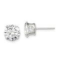 Sterling Silver 8mm Round Snap Set CZ Stud Earrings