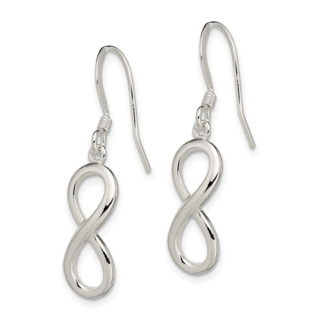 Sterling Silver Polished Infinity Symbol Shepherd Hook Earrings