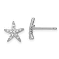 Sterling Silver Rhodium-plated CZ Micro pav������ Starfish Post Earrings