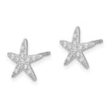 Sterling Silver Rhodium-plated CZ Micro pav������ Starfish Post Earrings