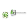 Sterling Silver Rhod-pltd Light Green Crystal Birthstone Earrings