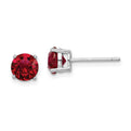 Sterling Silver Rhod-pltd Red Crystal Birthstone Earrings