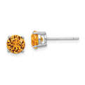 Sterling Silver Rhod-pltd Yellow Crystal Birthstone Earrings