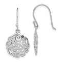 Sterling Silver Rhodium-plated Filigree Circle Dangle Earrings