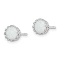 Sterling Silver Rhodium-plated 6mm Polished Created Opal Post Earrings