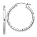 Sterling Silver Rhodium-plated 2mm Diamond Cut Hoop Earrings