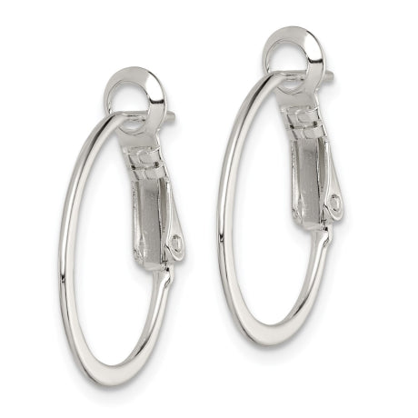 Sterling Silver 1.5mm Oval Omega Back Hoop Earrings