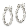 Sterling Silver Satin Twisted 2mm Hoop Earrings