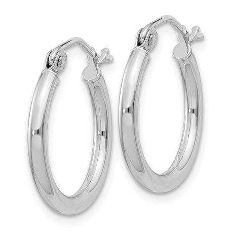 Sterling Silver Rhodium-plated 2mm Round Hoop Earrings