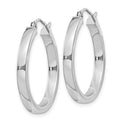 Sterling Silver Rhodium-plated Concave 3x25mm Square Tube Hoop Earrings