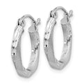 Sterling Silver RH-plated Satin Diamond-cut 2.5x15mm Twisted Hoop Earrings