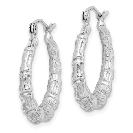 Sterling Silver Rhodium-plated Bamboo Hoop Earrings