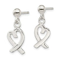 Sterling Silver Heart Dangle Post Earrings