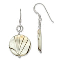 Sterling Silver Zebra Print Mother of Pearl Disc Earrings