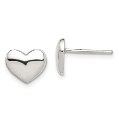 Sterling Silver Polished Heart Post Earrings