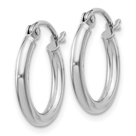 Sterling Silver Rhodium-plated 2mm Round Hoop Earrings