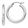 Sterling Silver Rhodium-plated 3mm Round Hoop Earrings