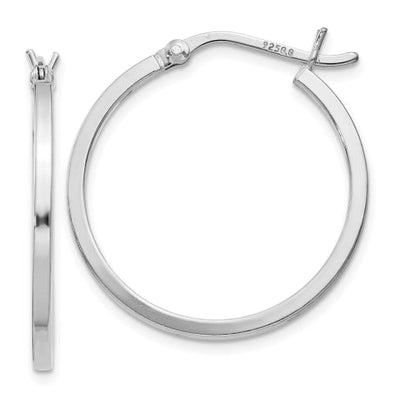 Sterling Silver Rhodium-plated 1.5x25mm Hoop Earrings