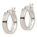 Sterling Silver Rhodium Plated 4x16mm Hoop Earrings