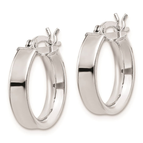 Sterling Silver Rhodium Plated 4x16mm Hoop Earrings