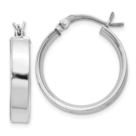 Sterling Silver Rhodium Plated 4.25x20 Hoop Earrings