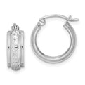 Sterling Silver Rhodium Plated Diamond Cut Hoop Earrings