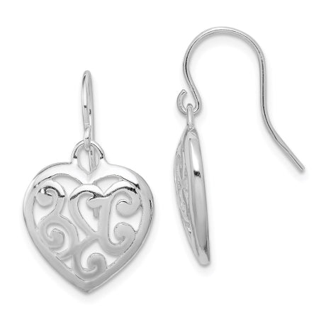 Sterling Silver Rhodium Plated Shepherd Hook Earrings