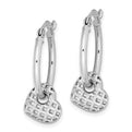 Sterling Silver Rhodium Plated Moveable Heart Hoop Earrings