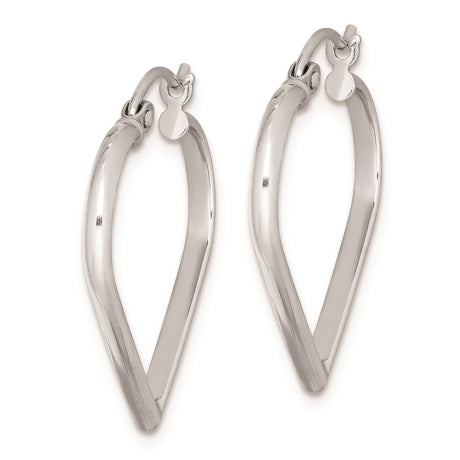 Sterling Silver Rhodium Plated Heart Hoop Earrings