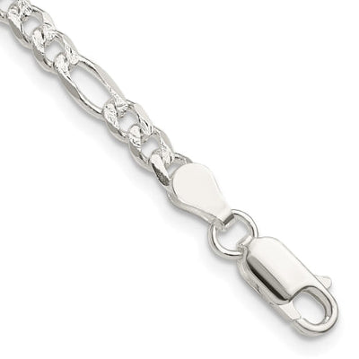 Sterling Silver 4mm Pav������ Flat Figaro Chain