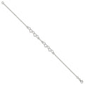 Sterling Silver 9inch Polished Fancy Heart Link Anklet