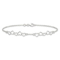 Sterling Silver 9inch Polished Fancy Heart Link Anklet