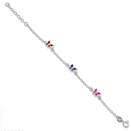 Sterling Silver Enamel Butterfly Childs 5in Plus 1in ext Bracelet