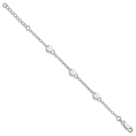 Sterling Silver Heart Childs 5 Inch Plus 1 Inch Ext. Bracelet