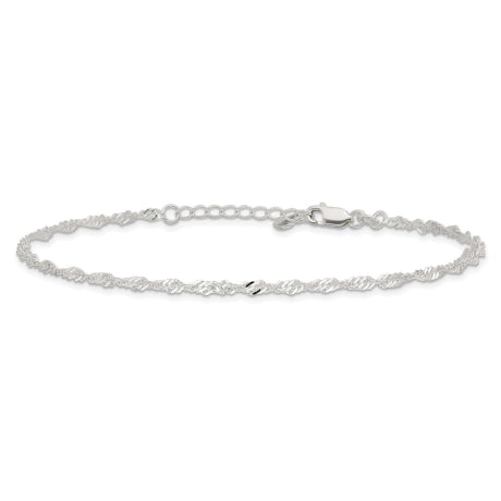 Sterling Silver D/C Polished 9in Including a 1in Ext. Anklet