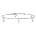 Sterling Silver Polished Puffed Heart 9in Plus1in Ext Anklet