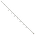 Sterling Silver Polished and Textured Star 9in Plus 1in Ext. Anklet