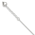 Sterling Silver Polished Heart 9in Plus 1in Ext. Anklet